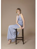 Cowl Neck Silver Jersey Bridesmaid Dress